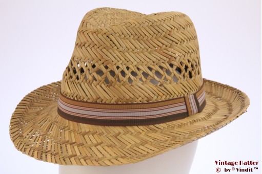Fedora straw brown-beige band 53-55 [new]