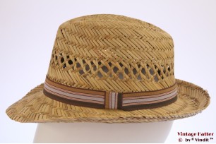 Fedora straw brown-beige band 53-55 [new]