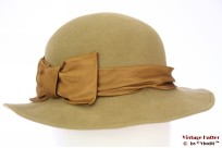 Ladies hat Tonak greenish beige with brown ribbon 56 Ladies hat Tonak greenish beige with brown ribbon 56