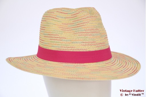 Dames gleufhoed Hawkins meerkleurig roze band 54-57 [nieuw]