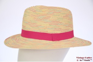 Dames gleufhoed Hawkins meerkleurig roze band 54-57 [nieuw]