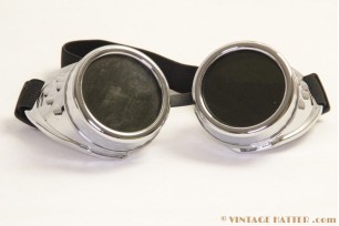 Steampunk lasbril (Goggles) chroom [nieuw]
