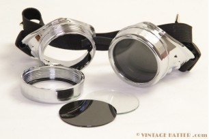Steampunk lasbril (Goggles) chroom [nieuw]