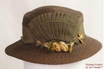 Dameshoed bruin riet Art-Deco versiering 53 Dameshoed bruin riet Art-Deco versiering 53