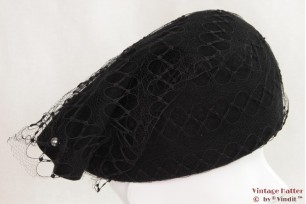 Dameshoed zwart met voile 54