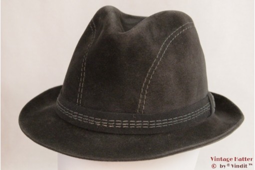 © VintageHatter.com | h-7022-56-7 Fedora Westbury grey velvet 56 Fedora Westbury grey velvet 56