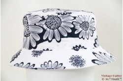 Zomerhoed buckethat met bloemen wit & donker blauw 58 [nieuw]