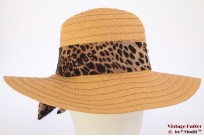 Dames floppy strandhoed Hawkins beige met luipaard sjaaltje 54-57 [nieuw]