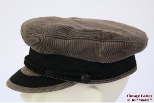 © VintageHatter.com | k-7037-55-1 Captains cap Prinz Heinrich Fiebig grey corduroy 55 Captains cap Prinz Heinrich Fiebig grey corduroy 55