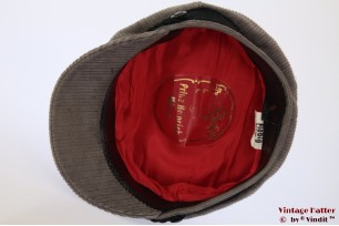 © VintageHatter.com | k-7037-55-1 Captains cap Prinz Heinrich Fiebig grey corduroy 55 Captains cap Prinz Heinrich Fiebig grey corduroy 55