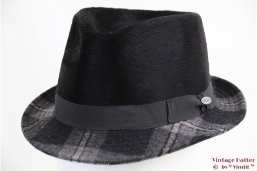Trilby Mayser grijs geruit en zwart haarvilt 58 [nieuw]