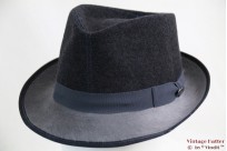 Trilby Mayser black denim and grey fur felt 58 [new]