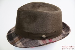 Trilby Mayser beige geruit met groenbruin haarvilt 60 [nieuw]