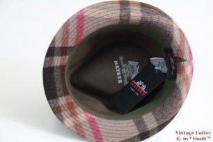 Trilby Mayser beige geruit met groenbruin haarvilt 60 [nieuw]