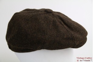 Paperboy pet Hawkins donker bruin vissengraat tweed 57 [nieuw]