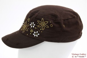 Armycap Clockhouse brown rough look with strass 56-58 [new]