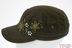 Legerpet Clockhouse groen rough look met strass 56-58 [nieuw]