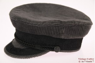 © VintageHatter.com | k-7024-56-1 Captains cap Fiebig Prinz Heinrich grey corduroy 56 Captains cap Fiebig Prinz Heinrich grey corduroy 56