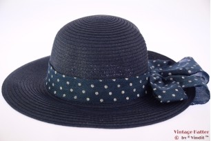 Zomerhoed blauw met polkadot band 53-57 [nieuw]