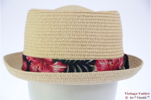Zomer porkpie geel-beige met Hawaiian band 58 [nieuw]